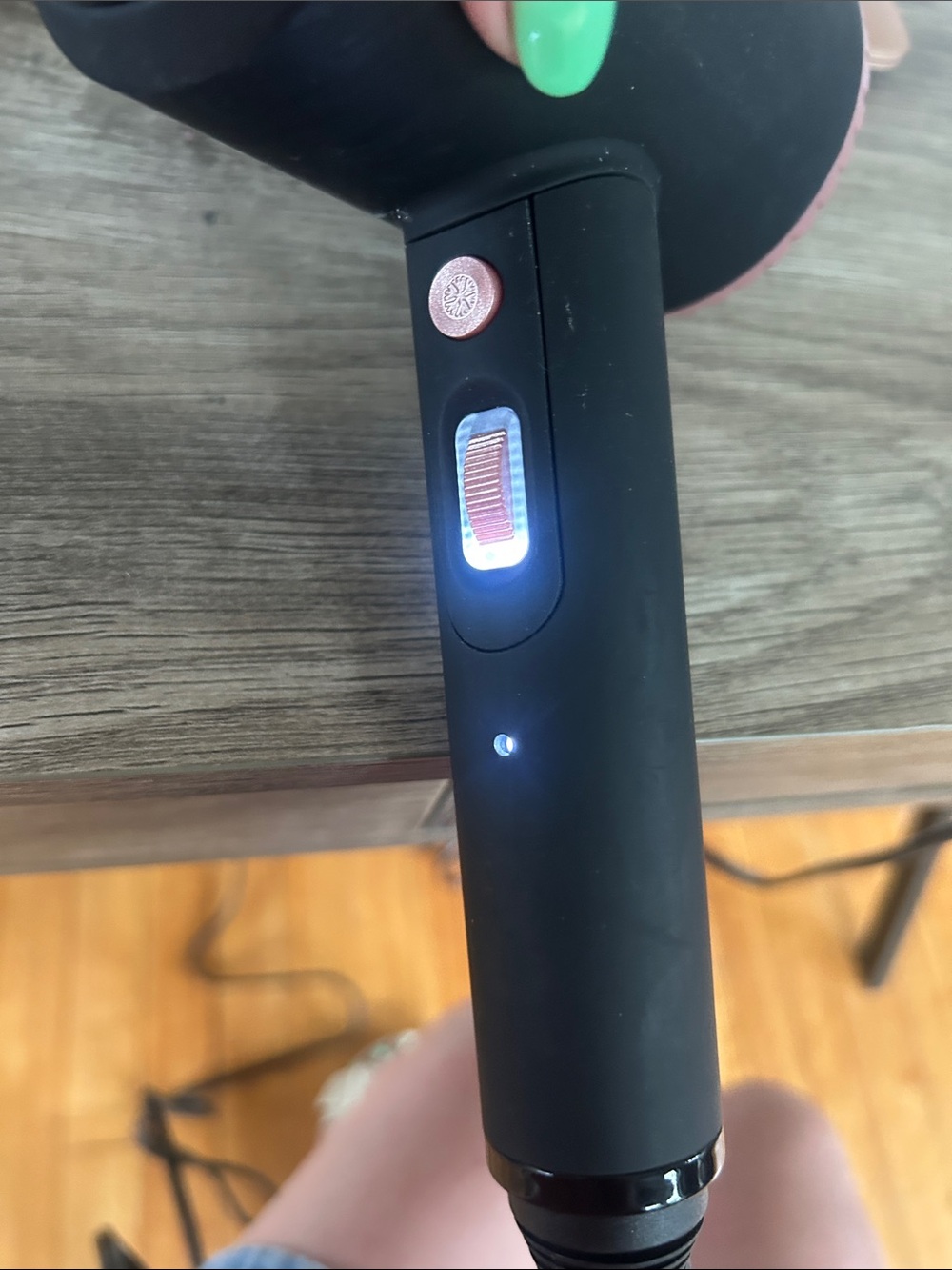 Black and Rose Gold Hair Dryer Handle with LED Light